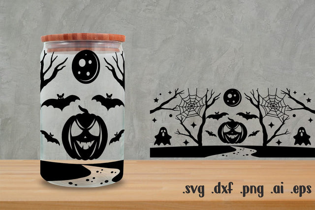 Halloween Glass Can Wrap 16Oz Sublimation zafrans studio 