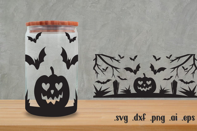 Halloween Glass Can Wrap 16Oz Sublimation zafrans studio 