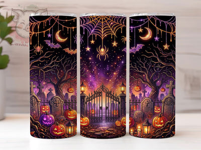 Halloween Glitter Graveyard 20oz Tumbler, Halloween Glitter Graveyard, 20oz Tumbler Wrap, Sublimation Design, Spooky Graveyard PNG, Halloween Tumbler Wrap, Glitter Tumbler Design, Digital Download Sublimation Lara' s Designs 
