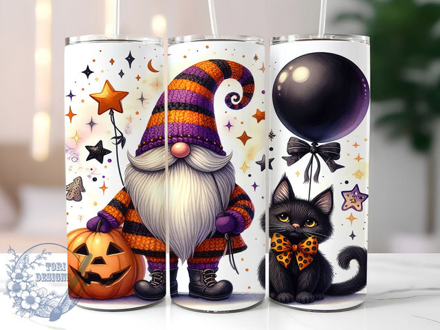 Halloween Gnome 20oz Skinny Tumbler PNG, Gnome Tumbler Sublimation Wrap, Straight & Tapered Tumbler Wrap, Instant Digital Download Sublimation ToriDesigns 