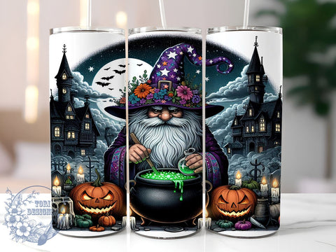 Halloween Gnome 20oz Skinny Tumbler PNG, Gnome Tumbler Sublimation Wrap, Straight & Tapered Tumbler Wrap, Instant Digital Download Sublimation ToriDesigns 