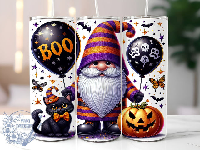 Halloween Gnome 20oz Skinny Tumbler PNG, Gnome Tumbler Sublimation Wrap, Straight & Tapered Tumbler Wrap, Instant Digital Download Sublimation ToriDesigns 