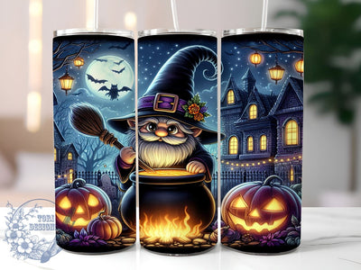 Halloween Gnome 20oz Skinny Tumbler PNG, Spooky Gnomes Tumbler Sublimation Wrap, Straight & Tapered Tumbler Wrap, Instant Digital Download Sublimation ToriDesigns 