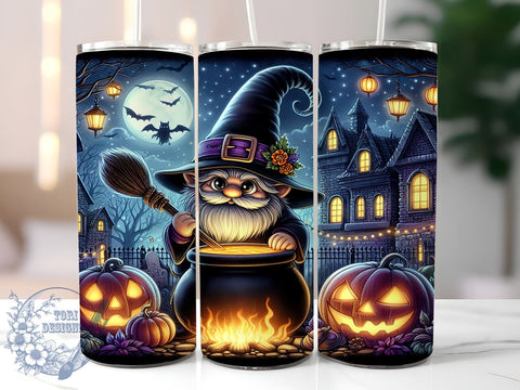 Halloween Gnome 20oz Skinny Tumbler PNG, Spooky Gnomes Tumbler Sublimation Wrap, Straight & Tapered Tumbler Wrap, Instant Digital Download Sublimation ToriDesigns 