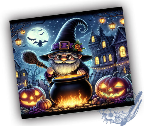 Halloween Gnome 20oz Skinny Tumbler PNG, Spooky Gnomes Tumbler Sublimation Wrap, Straight & Tapered Tumbler Wrap, Instant Digital Download Sublimation ToriDesigns 