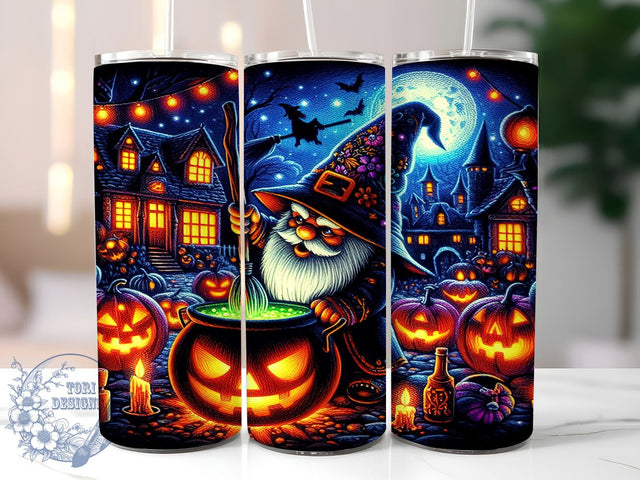 Halloween Gnome 20oz Skinny Tumbler PNG, Spooky Gnomes Tumbler Sublimation Wrap, Straight & Tapered Tumbler Wrap, Instant Digital Download Sublimation ToriDesigns 