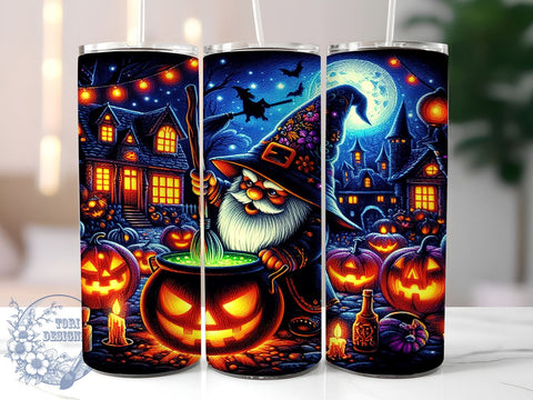Halloween Gnome 20oz Skinny Tumbler PNG, Spooky Gnomes Tumbler Sublimation Wrap, Straight & Tapered Tumbler Wrap, Instant Digital Download Sublimation ToriDesigns 