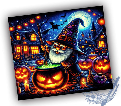 Halloween Gnome 20oz Skinny Tumbler PNG, Spooky Gnomes Tumbler Sublimation Wrap, Straight & Tapered Tumbler Wrap, Instant Digital Download Sublimation ToriDesigns 