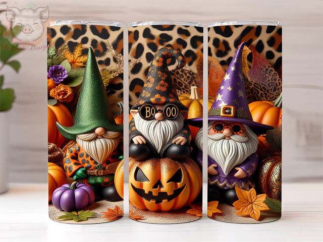Halloween Gnome 20oz Tumbler Png, Straight & Tapered Tumbler Png, Autumn Leopard Tumbler Png, Digital Download PNG Sublimation Lara' s Designs 