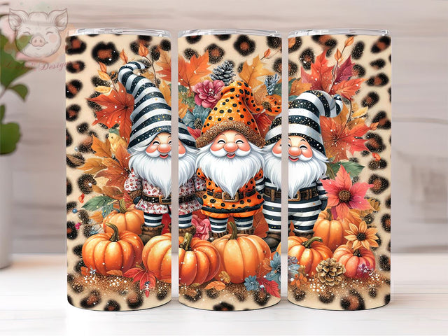 Halloween Gnome 20oz Tumbler Png, Straight & Tapered Tumbler Png, Autumn Leopard Tumbler Png, Digital Download PNG Sublimation Lara' s Designs 