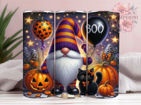 Halloween Gnome 20oz Tumbler Wrap PNG, Gnome Tumbler PNG Sublimation Design, Straight & Tapered Tumbler Wrap, Instant Digital Download Sublimation Li Zamperini 