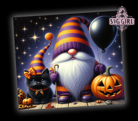 Halloween Gnome 20oz Tumbler Wrap Sublimation Design, Straight Tapered Tumbler Wrap, Gnome Tumbler Png, Instant Digital Download Sublimation SvggirlplusArt 