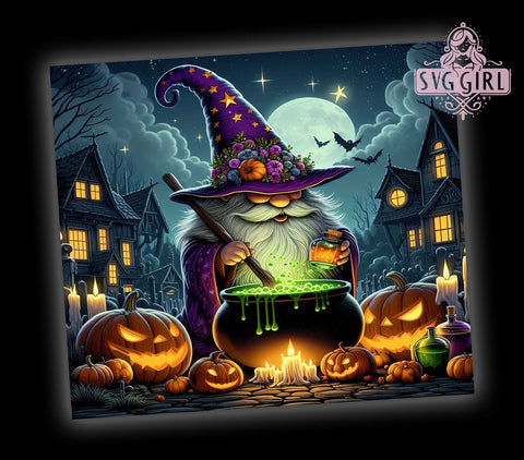 Halloween Gnome 20oz Tumbler Wrap Sublimation Design, Straight Tapered Tumbler Wrap, Gnome Tumbler Png, Instant Digital Download Sublimation SvggirlplusArt 