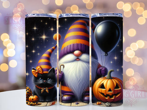 Halloween Gnome 20oz Tumbler Wrap Sublimation Design, Straight Tapered Tumbler Wrap, Gnome Tumbler Png, Instant Digital Download Sublimation SvggirlplusArt 