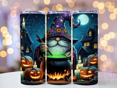 Halloween Gnome 20oz Tumbler Wrap Sublimation Design, Straight Tapered Tumbler Wrap, Gnome Tumbler Png, Instant Digital Download Sublimation SvggirlplusArt 