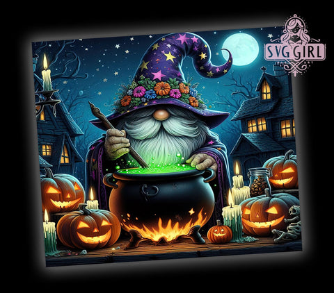 Halloween Gnome 20oz Tumbler Wrap Sublimation Design, Straight Tapered Tumbler Wrap, Gnome Tumbler Png, Instant Digital Download Sublimation SvggirlplusArt 