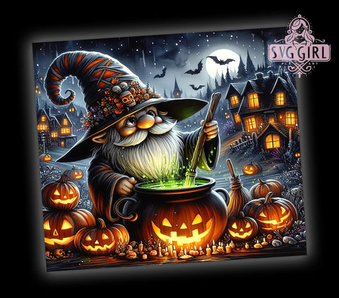 Halloween Gnome 20oz Tumbler Wrap Sublimation Design, Straight Tapered Tumbler Wrap, Gnome Tumbler Png, Instant Digital Download Sublimation SvggirlplusArt 