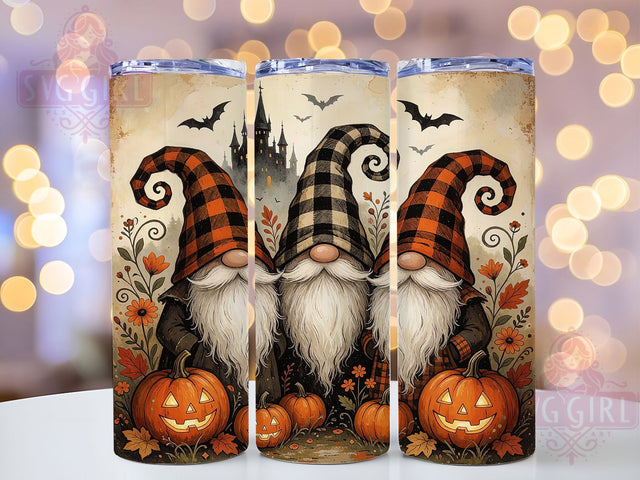 Halloween Gnome Folk Art 20oz Tumbler, Halloween Theme, Gnome Motif, Folk Art Style, Spooky Accent, Festive Charm, Sublimation Wrap, 20oz Tumbler Sublimation SvggirlplusArt 