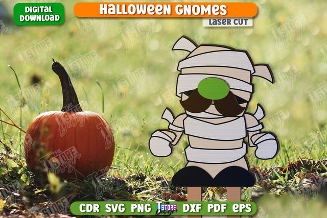 Halloween Gnome Laser Cut | Seasonal Garden Decoration | Lawn Stake | CNC File SVG The T Store Design 