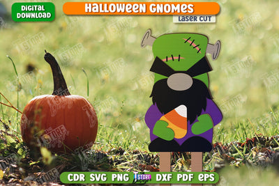 Halloween Gnome Laser Cut | Seasonal Garden Decoration | Lawn Stake | CNC File SVG The T Store Design 