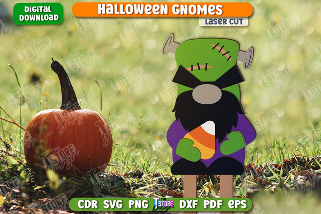 Halloween Gnome Laser Cut | Seasonal Garden Decoration | Lawn Stake | CNC File SVG The T Store Design 