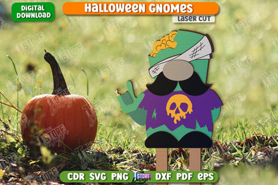Halloween Gnome Laser Cut | Seasonal Garden Decoration | Lawn Stake | CNC File SVG The T Store Design 