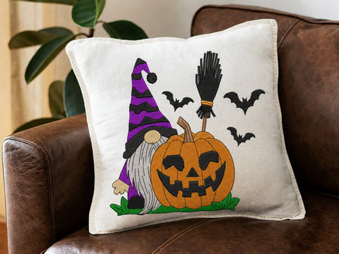 Halloween Gnome Machine Embroidery Design, Spooky Pumpkin Witch Hat Bats Embroidery File, 4 Size Embroidery/Applique DESIGNS DesignDestine 