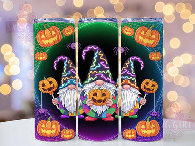 Halloween Gnome Neon Glow 20oz Tumbler, Halloween Theme, Gnome Motif, Neon Effect, Glow Style, Spooky Charm, Skinny Tumbler, Sublimation PNG Sublimation SvggirlplusArt 