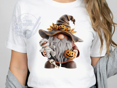 Halloween Gnome Patch T-Shirt PNG, Pumpkin Patch, Whimsical Gnomes, Spooky Cute, Sublimation PNG, Trick Or Treat, Autumn Fun Sublimation ToriDesigns 