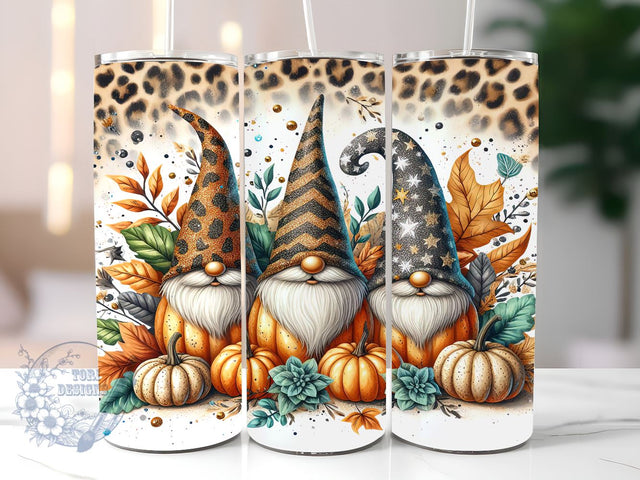 Halloween Gnome & Pumpkins 20oz Skinny Tumbler, Autumn Tumbler Png, Straight & Tapered Tumbler Wrap, Instant Digital Download Sublimation ToriDesigns 