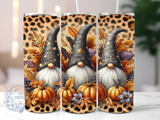 Halloween Gnome & Pumpkins 20oz Skinny Tumbler, Autumn Tumbler Png, Straight & Tapered Tumbler Wrap, Instant Digital Download Sublimation ToriDesigns 