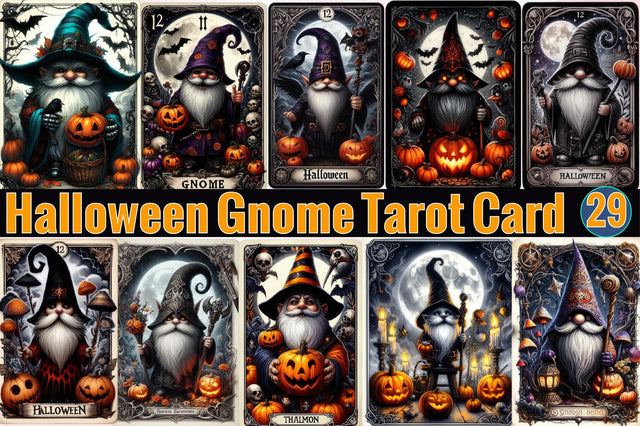 Halloween Gnome Tarot Card Sublimation Clipart Bundle Sublimation SVGArt 