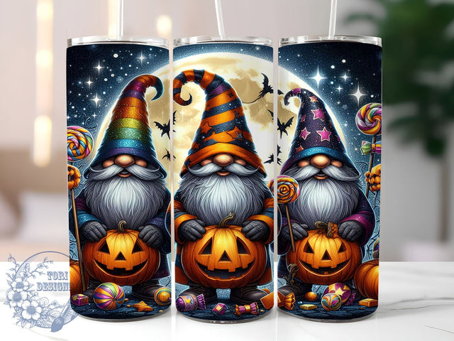 Halloween Gnomes 20oz Skinny Tumbler PNG, Gnome Tumbler Sublimation Wrap, Straight & Tapered Tumbler Wrap, Instant Digital Download Sublimation ToriDesigns 