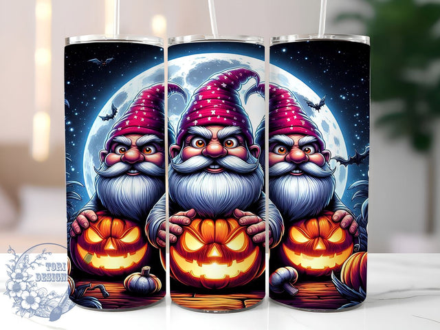 Halloween Gnomes 20oz Skinny Tumbler PNG, Gnomes Tumbler Sublimation Wrap, Straight & Tapered Tumbler Wrap, Instant Digital Download Sublimation ToriDesigns 