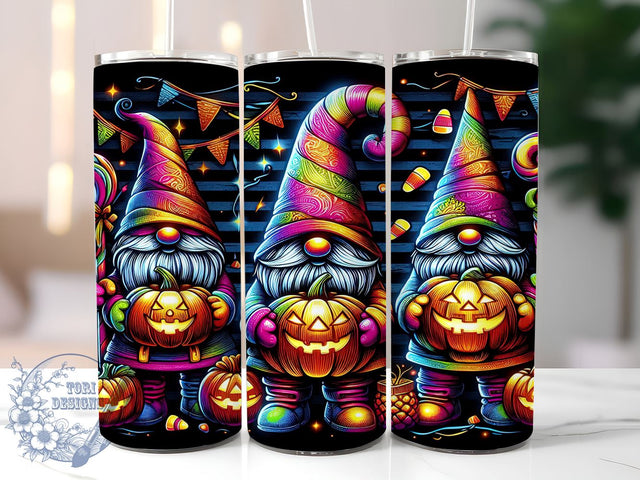 Halloween Gnomes 20oz Skinny Tumbler PNG, Spooky Gnomes Tumbler Sublimation Wrap, Straight & Tapered Tumbler Wrap, Instant Digital Download Sublimation ToriDesigns 
