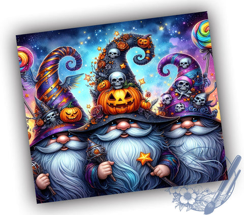 Halloween Gnomes 20oz Skinny Tumbler PNG, Spooky Gnomes Tumbler Sublimation Wrap, Straight & Tapered Tumbler Wrap, Instant Digital Download Sublimation ToriDesigns 