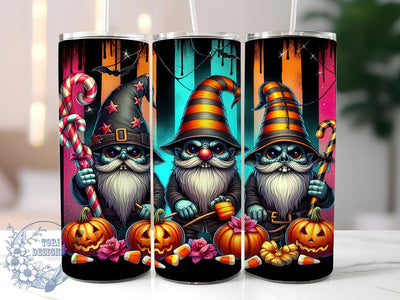 Halloween Gnomes 20oz Skinny Tumbler PNG, Spooky Gnomes Tumbler Sublimation Wrap, Straight & Tapered Tumbler Wrap, Instant Digital Download Sublimation ToriDesigns 