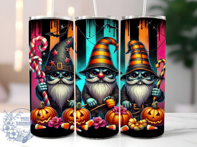 Halloween Gnomes 20oz Skinny Tumbler PNG, Spooky Gnomes Tumbler Sublimation Wrap, Straight & Tapered Tumbler Wrap, Instant Digital Download Sublimation ToriDesigns 