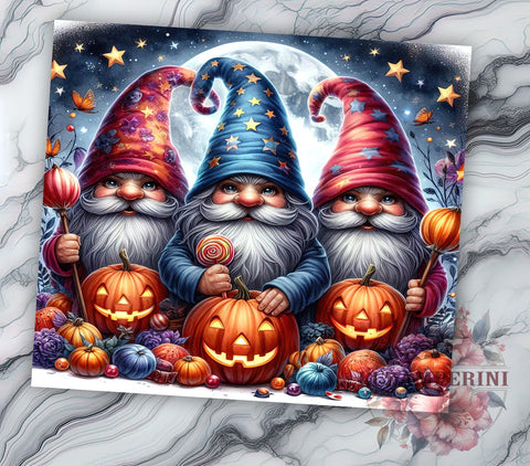 Halloween Gnomes 20oz Tumbler Wrap PNG, Gnome Tumbler PNG Sublimation Design, Straight & Tapered Tumbler Wrap, Instant Digital Download Sublimation Li Zamperini 