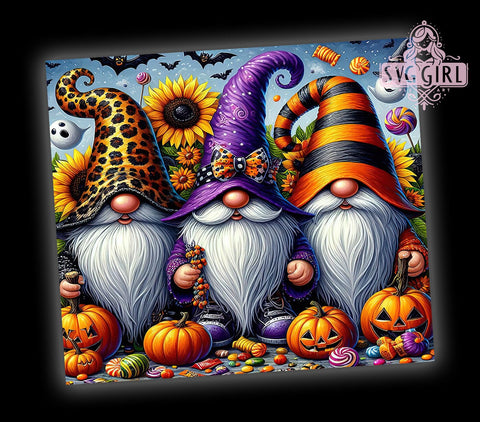 Halloween Gnomes 20oz Tumbler Wrap Sublimation Design, Straight Tapered Tumbler Wrap, Gnome Tumbler Png, Instant Digital Download Sublimation SvggirlplusArt 