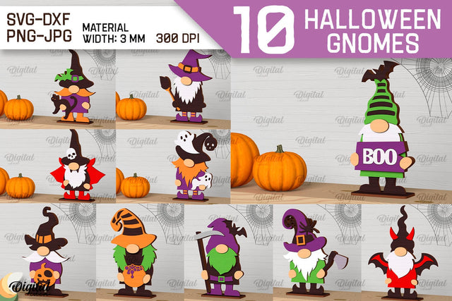 Halloween Gnomes Laser Cut Bundle. Halloween Decor SVG SVG Evgenyia Guschina 