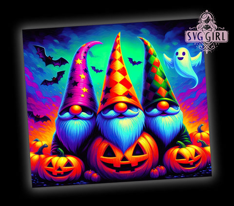 Halloween Gnomes, Spooky Design, Pumpkin Tumbler, PNG Wrap, Sublimation Art, Fall Decor, Gnome Gifts, Halloween Drinkware Sublimation SvggirlplusArt 