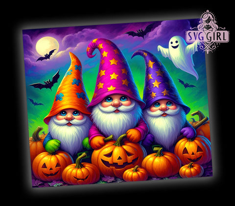 Halloween Gnomes, Spooky Design, Pumpkin Tumbler, PNG Wrap, Sublimation Art, Fall Decor, Gnome Gifts, Halloween Drinkware Sublimation SvggirlplusArt 
