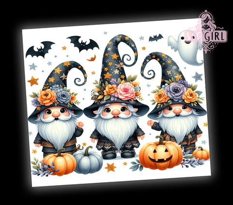 Halloween Gnomes, Spooky Gnomes, Tumbler Wrap, 20 oz Tumbler, PNG Sublimation, Halloween Design, Cute Gnomes, Fall Decor Sublimation SvggirlplusArt 