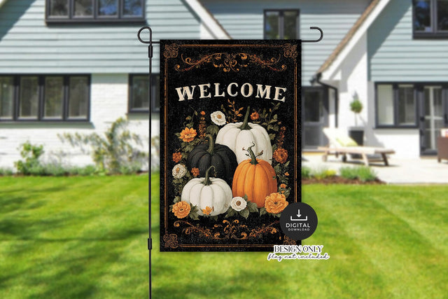 Halloween Gothic Pumpkin Garden Flag PNG Sublimation BijouBay 