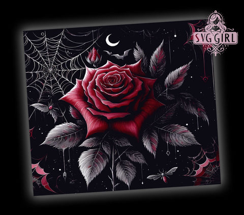 Halloween Gothic Rose 20oz Tumbler Wrap Sublimation Design, Straight Tapered Tumbler Wrap, Gothic Rose Tumbler Png, Instant Digital Download Sublimation SvggirlplusArt 