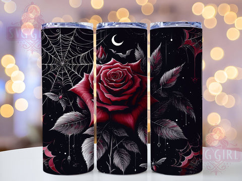 Halloween Gothic Rose 20oz Tumbler Wrap Sublimation Design, Straight Tapered Tumbler Wrap, Gothic Rose Tumbler Png, Instant Digital Download Sublimation SvggirlplusArt 