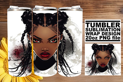 Halloween Gothic Tumbler Wrap 20oz Watercolor Afro Woman Sublimation afrosvg 