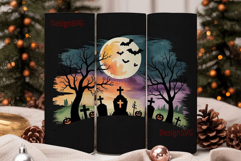 Halloween Graveyard 20oz Tumbler Wrap Sublimation DesignSVG 
