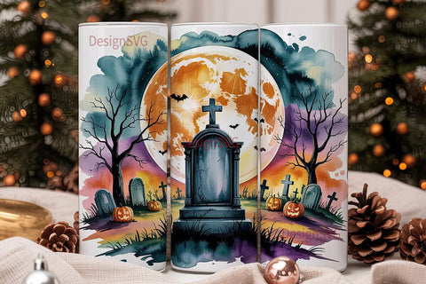 Halloween Graveyard 20oz Tumbler Wrap Sublimation DesignSVG 